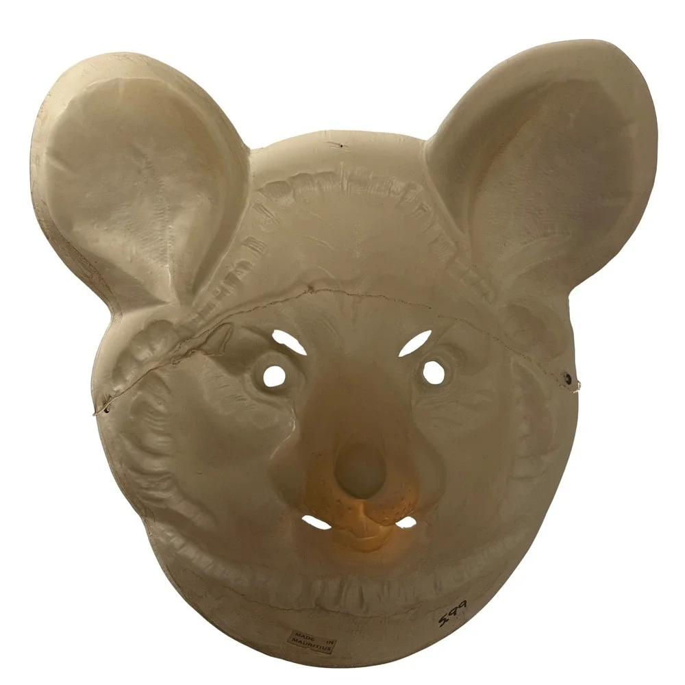 Vintage Black Rat Plastic Mask Halloween Costume Accessory Made in Mauritius